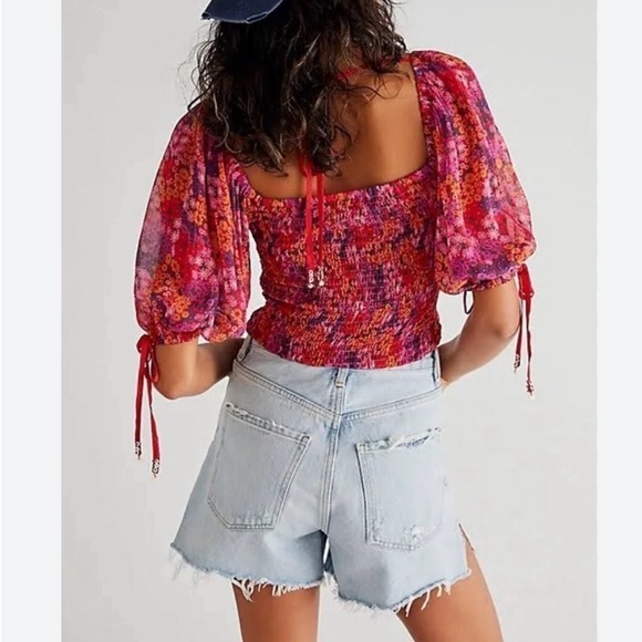 Free People Back On Top Cropped Blouse Size Large - Picture 2 of 6